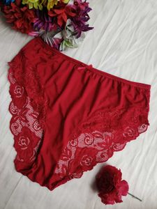Red Lace Trim Briefs