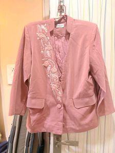 Embroidered Pink Blazer