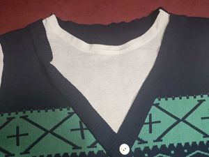 Argyle Pattern Knit Cardigan