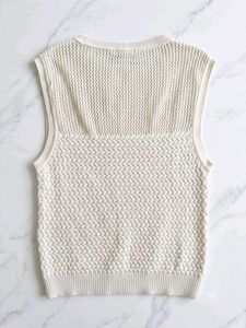 Cream Sleeveless Knit Vest