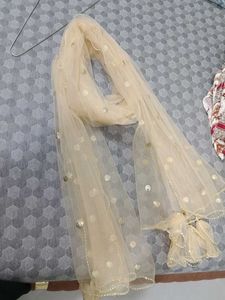 Elegant Beige Dupatta with Sequins