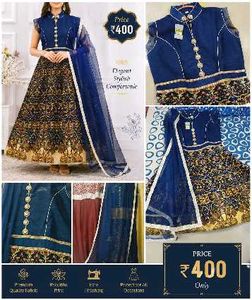 Elegant Blue & Gold Lehenga Choli