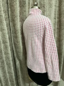 ZARA imported Chic Pink Checkered Knit Sweater