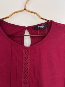 Maroon Pleated Detail Top