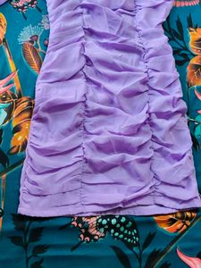 Lilac Ruched Mini Dress