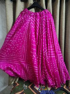 Vibrant Pink &amp; Blue Bandhani Lehenga Choli Set