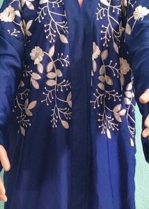 Embroidered Burqa &amp; dupatta Navy Blue Embroidery