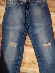 Stylish Ripped Blue Denim Jeans