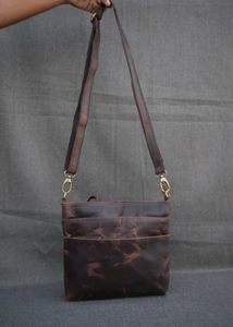 Vintage Leather Crossbody Bag Unisex