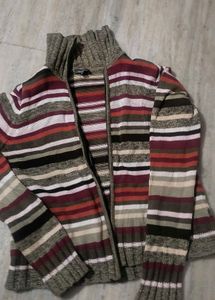 Striped Zip-Up Sweater