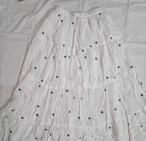 White Tiered Skirt with Heart Print