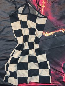 Checkered Halter Mini Dress