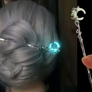 Glow in dark crescent moon hair stick