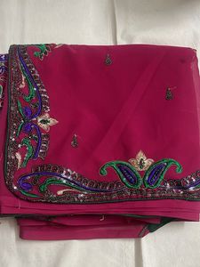 Embroidered Pink Saree with Sequins