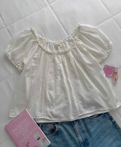 White Embroidered Eyelet Blouse