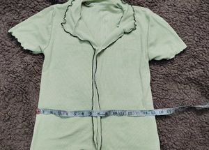 Mint Green Ruffle Trim Tee