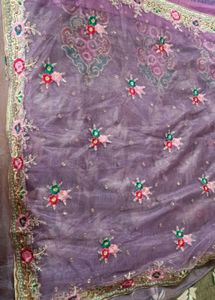 Embroidered Lavender saree with Floral