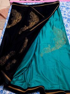 Blue & Teal Embroidered Saree