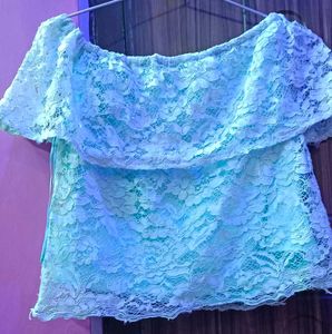 Off-Shoulder Lace Crop Top