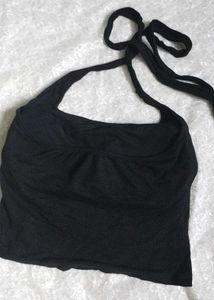 Black Padded Halter Neck Tank Top