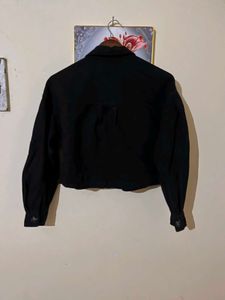 Black Cropped Denim Jacket