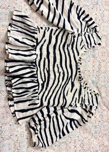 Zebra Print Peplum Top🐼