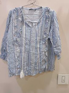 DNMX Stripped Blue And White Top