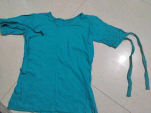 Stylish Teal Tie-Sleeve Tunic Top