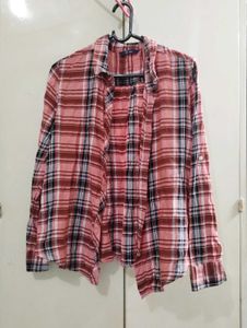 Pink Plaid Long Sleeve Shirt