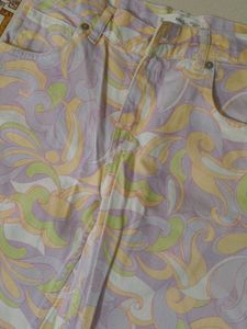 Retro Swirl Print Wide-Leg Jeans