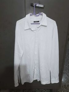 Men's White Textured Long Sleeve Shirt