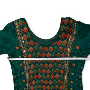 “Dark Green Embroidered Ethnic Suit Set with Dupat
