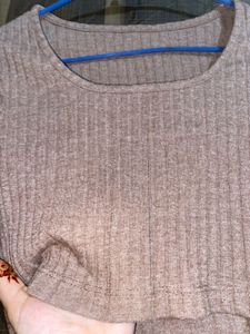 Ribbed Crop Top - Brown