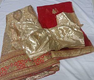 Stunning Golden &amp; Red Lehenga Choli