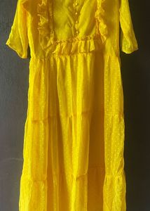 Yellow Ruffle Tiered Dress