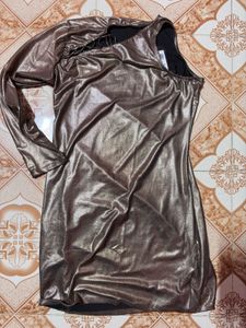 Shiny One-Shoulder Mini Dress