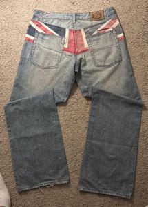Vintage Union Jack Graphic baggy-Fit Denim Jeans