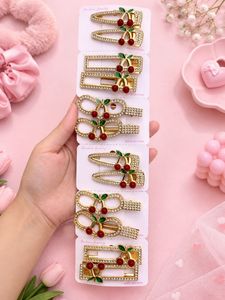 Cute Cherry Rhinestone Hair Clips Set