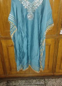Stunning Teal Kaftan with Mirror Work