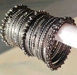 Oxidized Silver Bangle Set