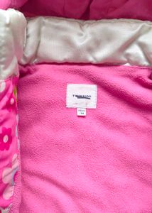 Girls' White Puffer Jacket with Pink Trim