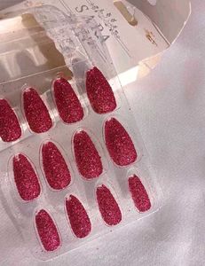 Sparkling Pink Almond Press-On Nails
