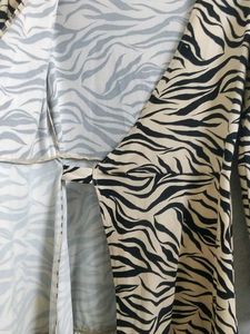 H&amp;M tiger print wrap around dress