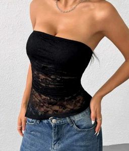 Gothic Sheer Lace Strapless Tube Top