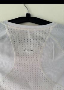 Athletic Mesh Detail White T-Shirt