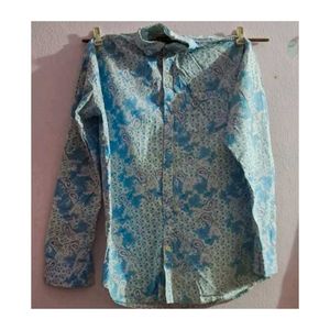 Men's Blue Paisley Print Shirt