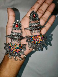 Boho Multicolor Beaded Dangle Earrings, New