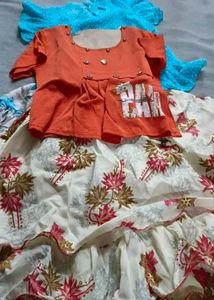 New Cute Pink Pleated Skirt and Top Set