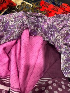 Elegant Purple Floral Print Saree