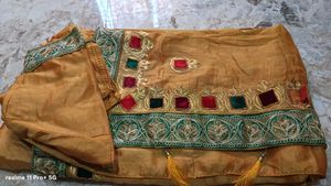 Embroidered Mustard Yellow Saree